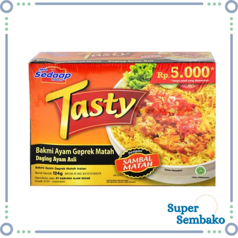 MIE INSTAN SEDAAP TASTY BAKMI AYAM GEPREK PEDAS SAMBAL MATAH ASLI 124g