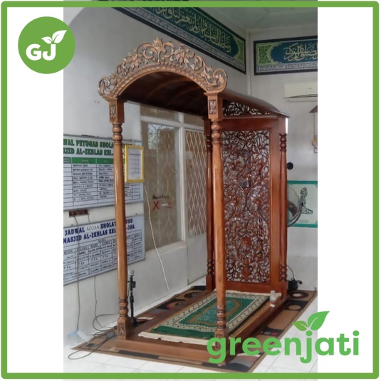 Greenjati Mihrab Masjid/Tempat Imam Jati Ukiran Jepara Finishing