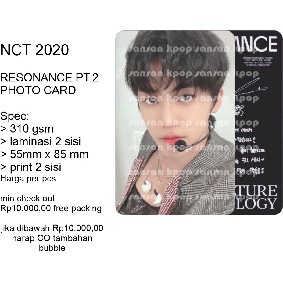 photocard unofficial NCT 2020 Resonance pt.2 Arrival Departure and kihno