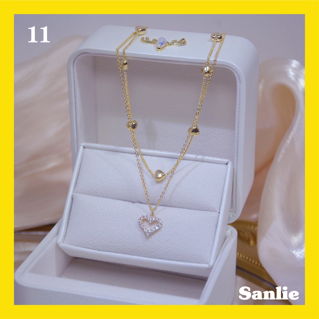 Sanlie Kalung Titanium Wanita Korea  Kalung Liontin Fashion Murah Model Satu Hati 11