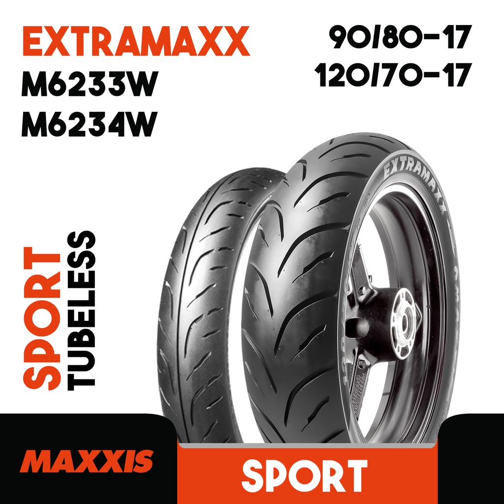 Paket Ban Motor VIXION R-15 Depan Belakang Tubeless MAXXIS EXTRAMAXX Ring 17 Ukuran 90/80 dan 120/70