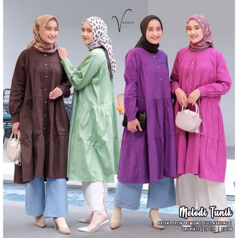 MELODI TUNIK BY VENTE LONG TUNIK JUMBO KATUN POPLIN PREMIUM BUSUI