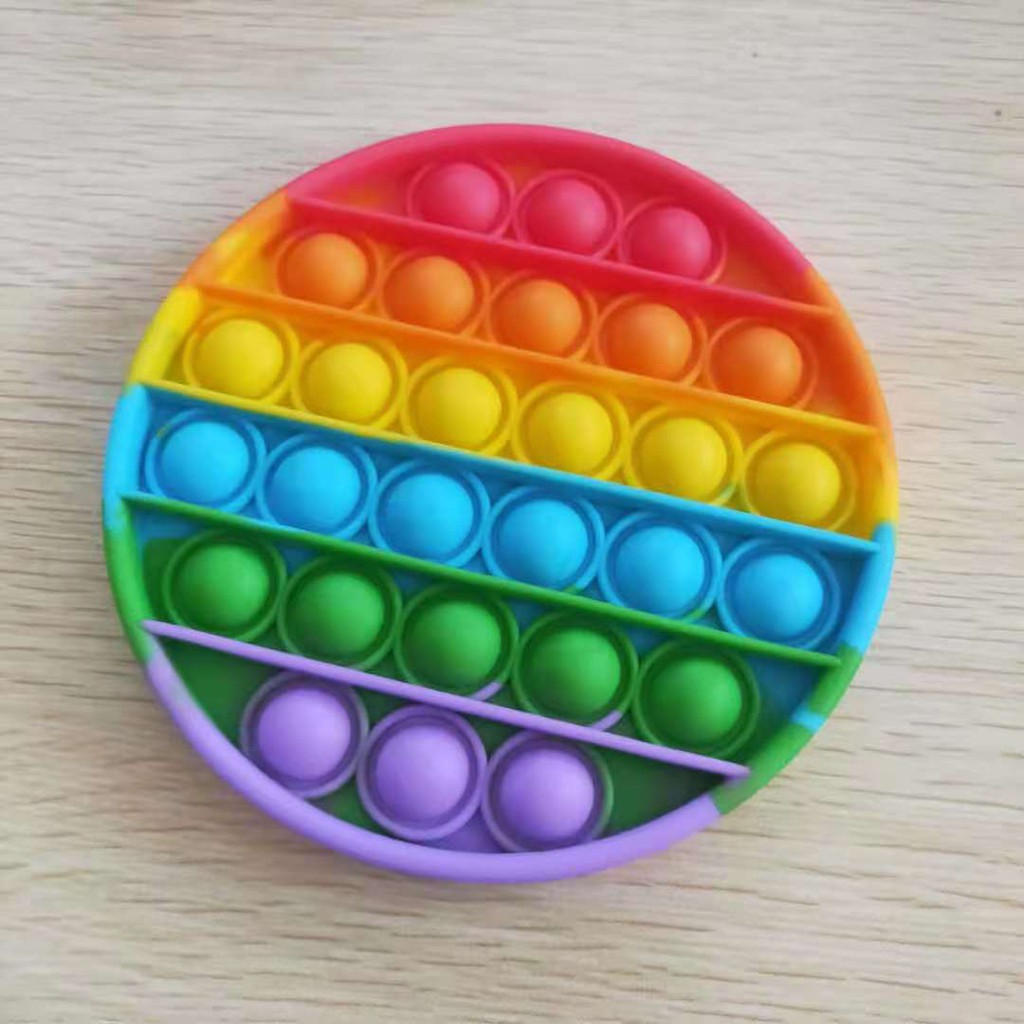 [TOKO BEST SHOP]Ready Stock mainan pop it murah popit Pop Its Square rainbow multicolor Fidget Toy Push bubble Pengh-BULAT RAINBOW