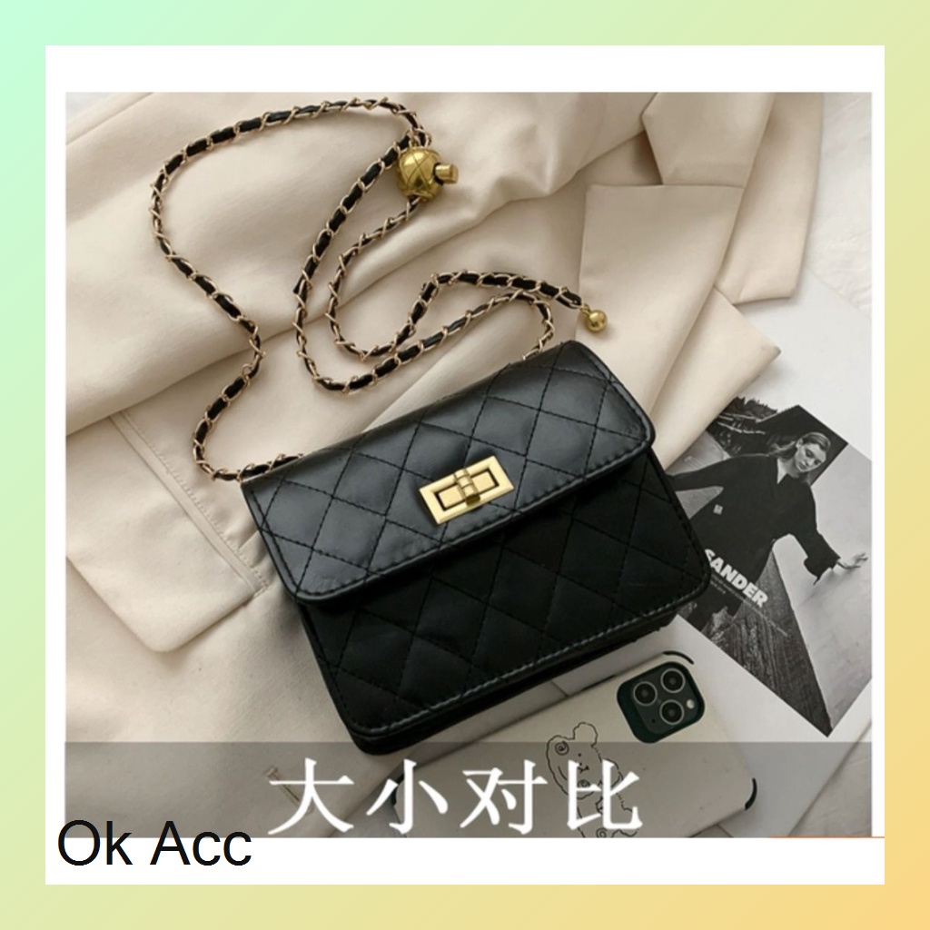 FT05 NEW classic CHA*NEL Hand bag Purse black flap iconic selempang Tas Pesta