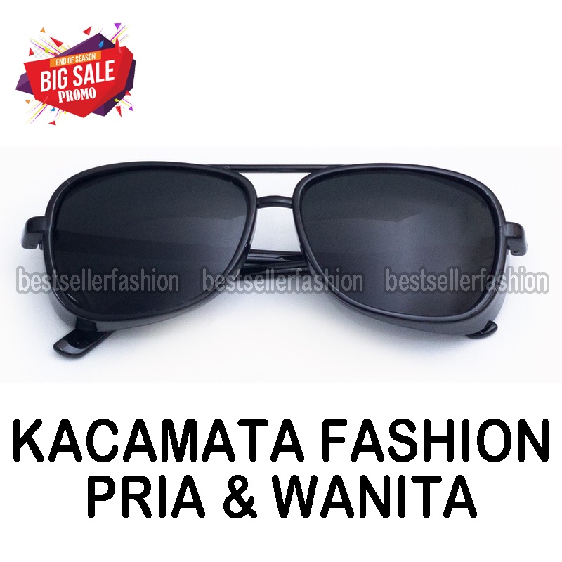 Kacamata Fashion Hitam Unisex Kacamata Safety Pria Wanita Kaca mata Gaya Sunglasses