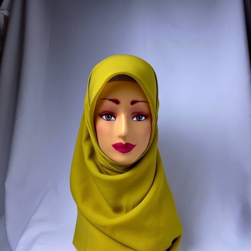Kerudung segi empat kuning / kerudung rubicon lasercut murah/ hijab grosir premium tebal pollycotton