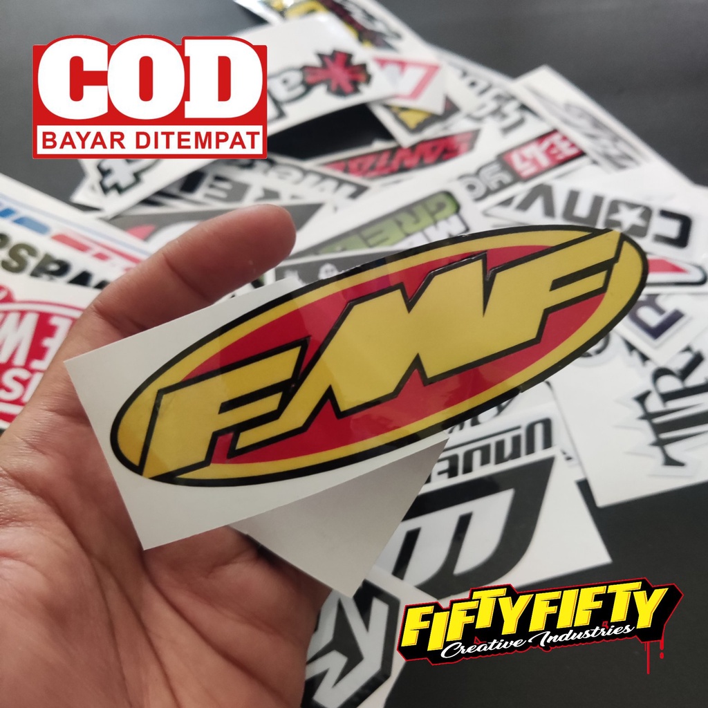 Stiker Print Cut FMF Stiker Printing Laminasi Glossy Stiker Motor Mobil Helm Sudah Membentuk Pola Desain