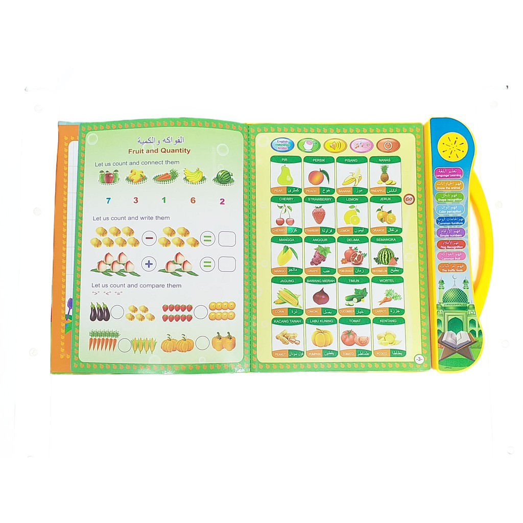 Mainan Edukasi Anak Buku Pintar Elektronik E-book 3 Bahasa Indonesia, English, Arab (JJ02)-2