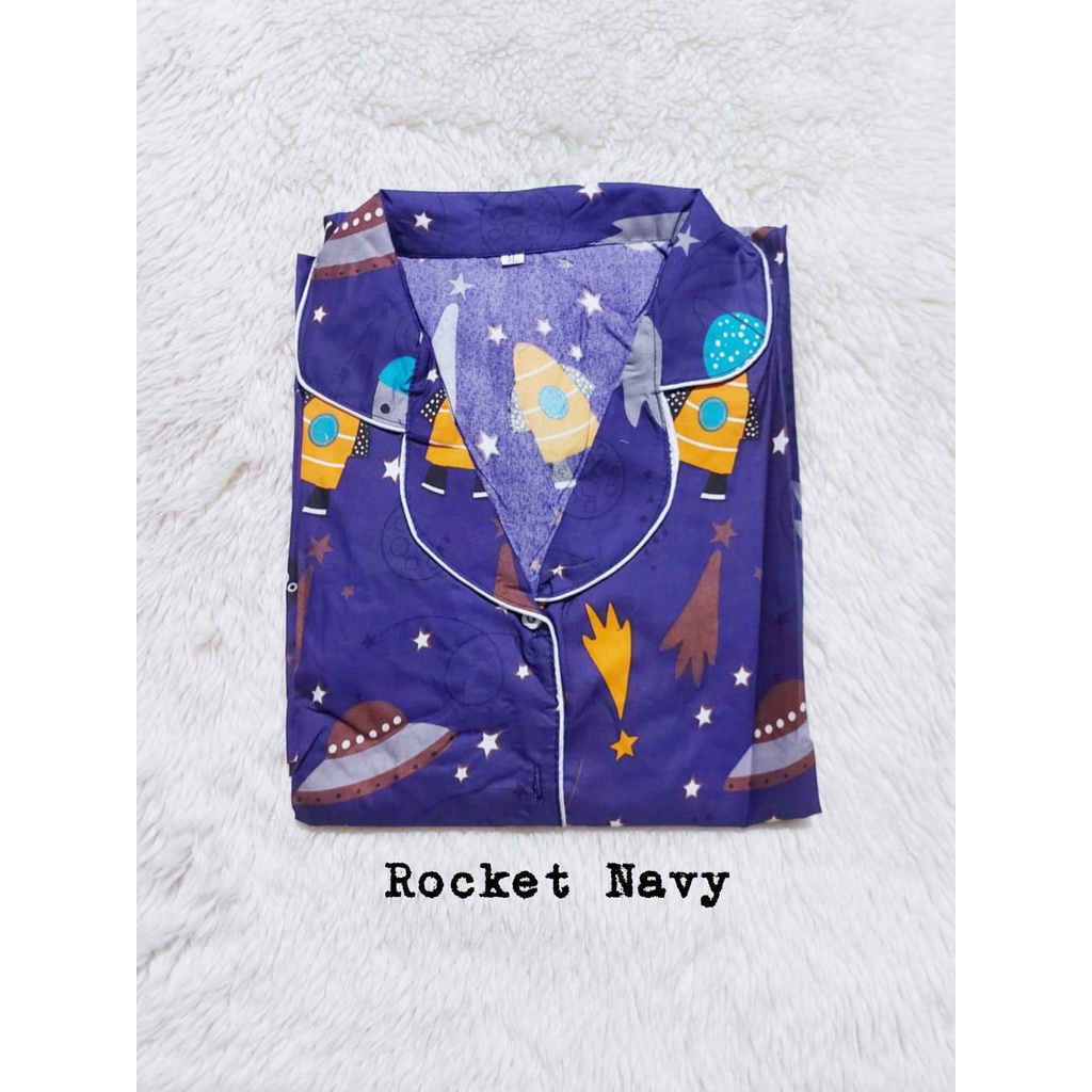 Setelan Piyama Baju Tidur PP High Quality Ld 104 Cm Dewasa-ROCKET NAVY