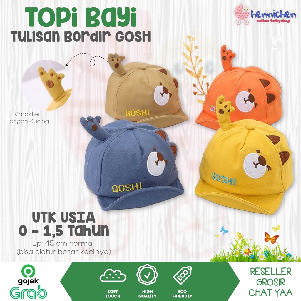 TOPI ANAK TOPI BAYI TULISAN BORDIR GOSH 3D HIGH QUALITY CNA