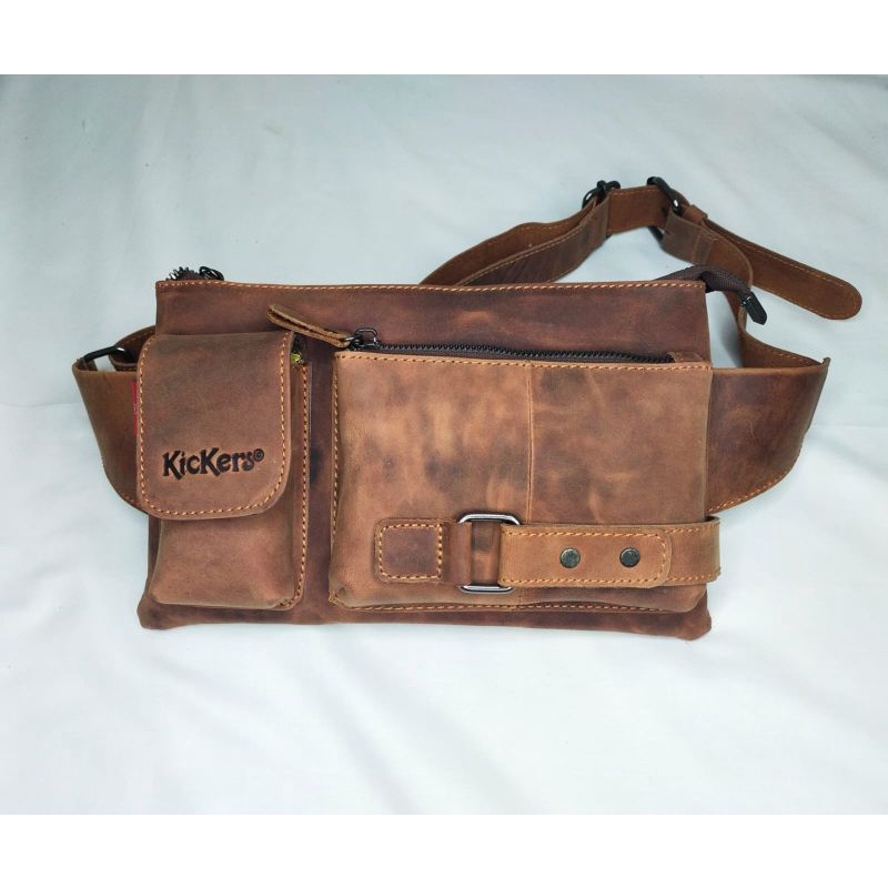 Waist Bag Pria Kulit Sapi Asli