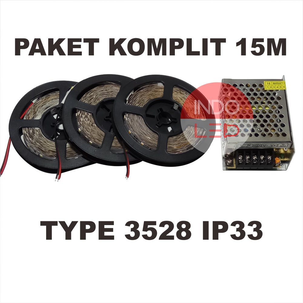 Led Strip 3528 Ip33 15M Plus Adaptor-Lampu Etalase-Lampu Plafon-Lampu Strip