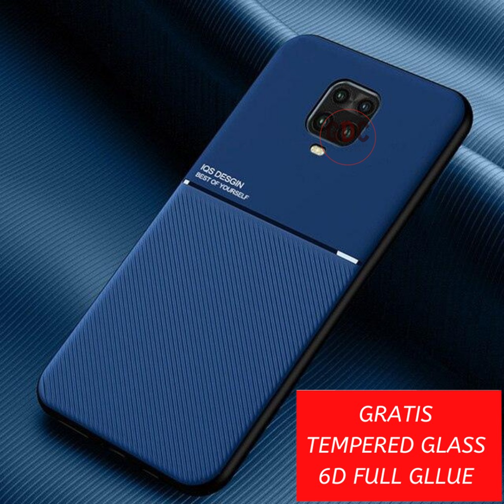 Case Carbon Fiber Premium Case Magnetic IQS Xiaomi Redmi Note 9s Note 9 Pro + FREE TG 6D FULL LEM