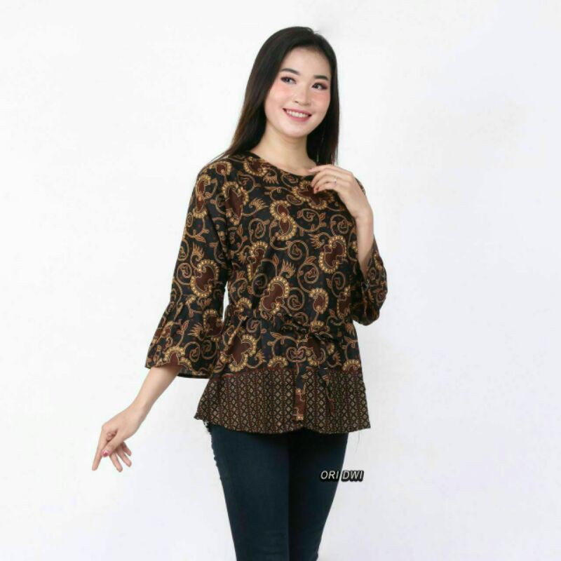 tey-17 Batik wanita ASJ SA HRB026 Kenongo Kemeja Tosca Pendek-13