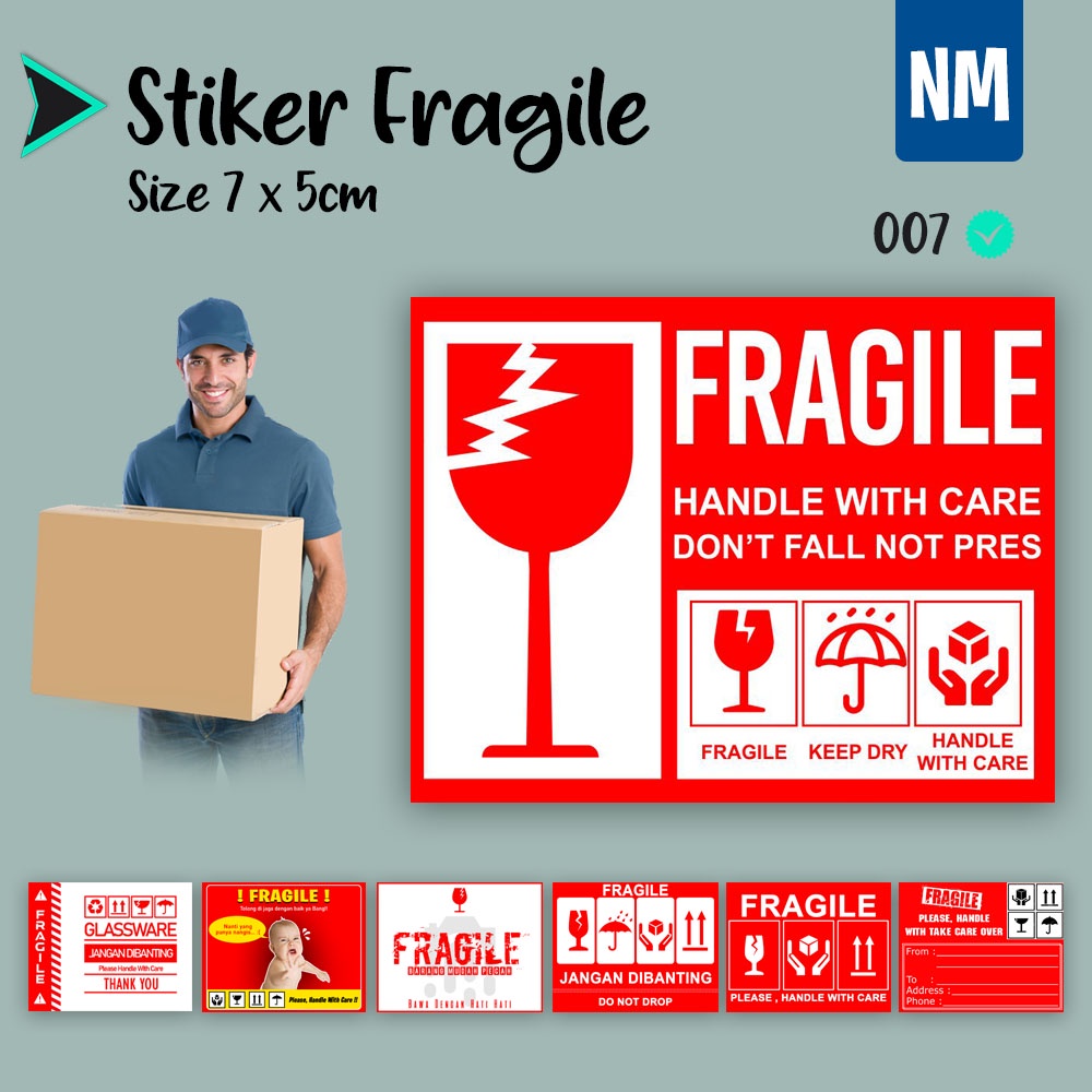 Stiker Fragile Stiker Pecah Belah Stiker Label Pengiriman Sticker Fragile Horizontal-007