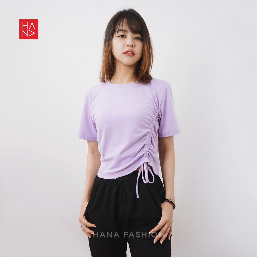 Hana Fashion - Isabel T Shirt Kaos Crop Wanita Gaya Korea - TS090