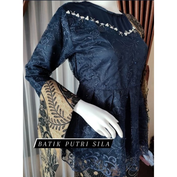BATIK COUPLE KEBAYA MODERN/COUPLE AS_SYIFA/COUPLE KEBAYA KONDANGAN LAMARAN-KEBAYA WISUDA-KEBAYA NAVY+ROK