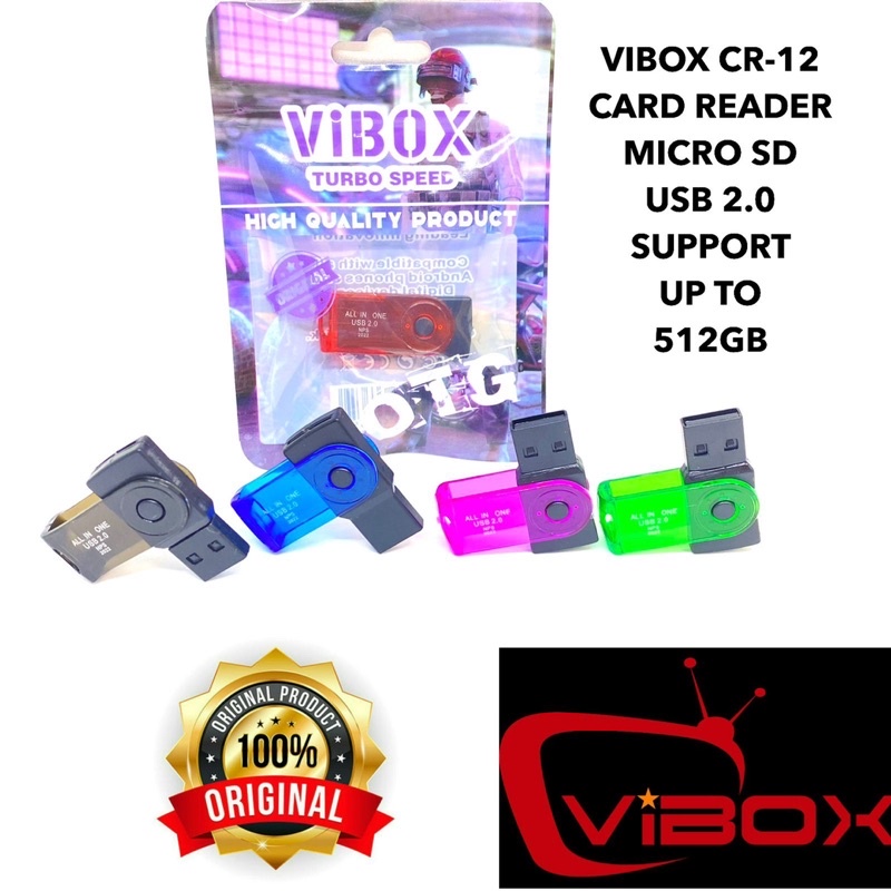 Ready Card Reader Vibox CR-12 Micro SD USB 2.0 Support Up to 512GB