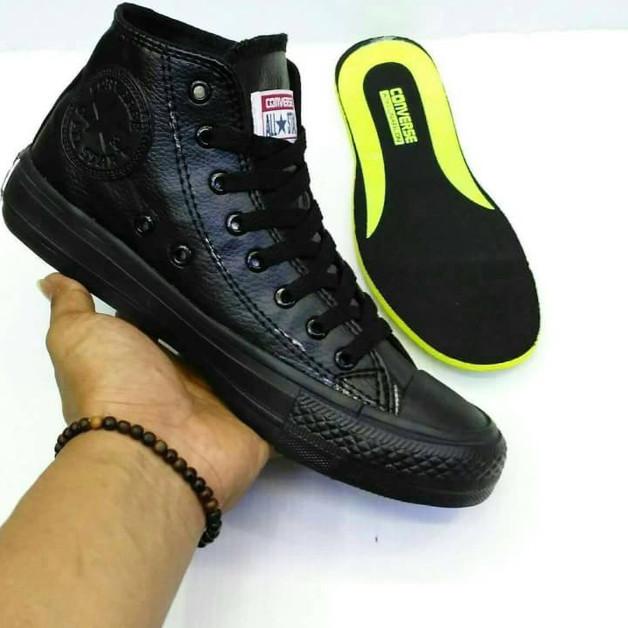➦ SEPATU CONVERSE ALL STAR CLASIC HIGH KULIT 36-43 CONVERSE KULIT BLACK - full Black, 38 ✿