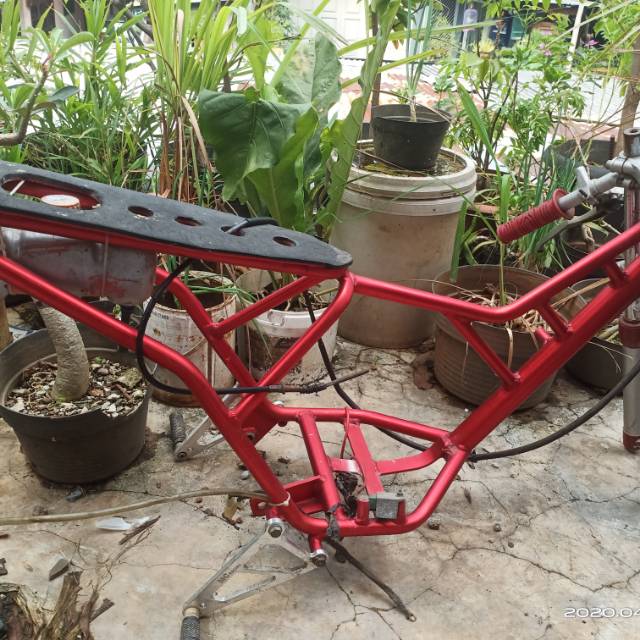 Rangka drag alumunium mio + kaki" depan shock + segitiga