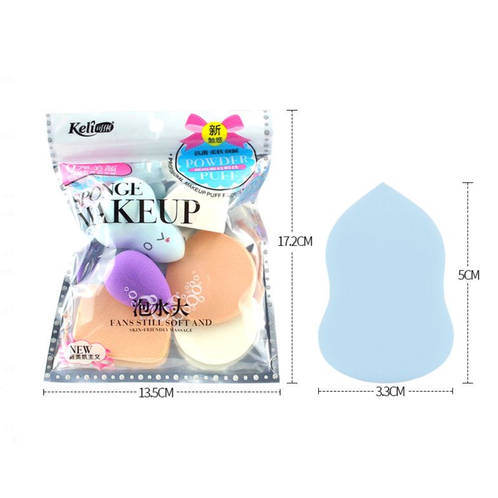 PA Spons Make up 1 Set Isi 6 Pcs Spons Foundation Pembersih Make Up Beauty Blender Sponge Bedak Powder Puff Makeup Puff Wajah Kemasan Plastik AK066