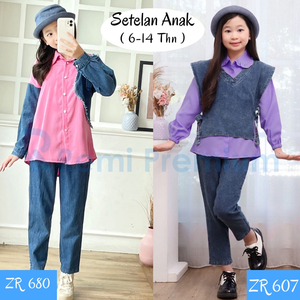 ( 6 - 14 TAHUN ) SETELAN CELANA KATUN SHAKILA FASHION ANAK PEREMPUAN TANGGUNG / BAJU ONE SET SETCEL 