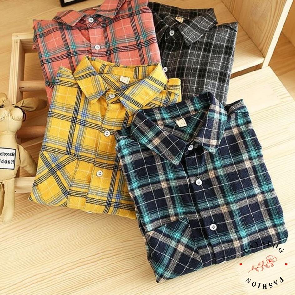 [PROMO R7Z34] KOHZEN - ZEC OOTD Wanita Kemeja AHYON / Kemeja Fashion / Kemeja Wanita Motif Kotak-Kot