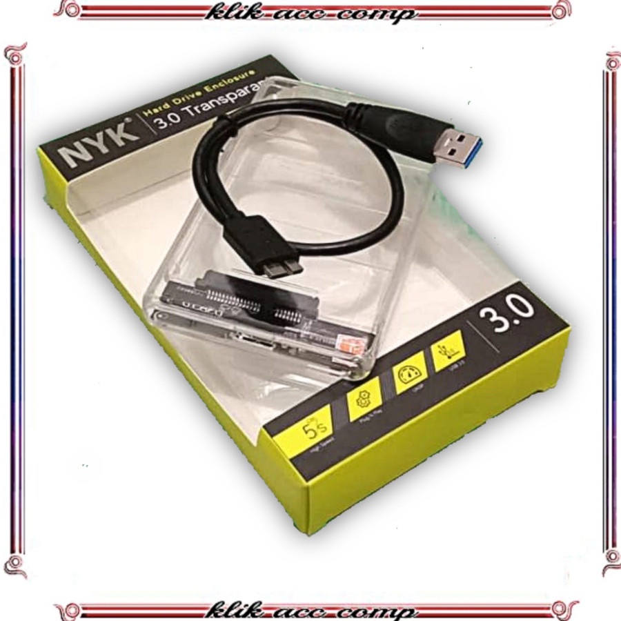 Casing HDD Hardisk Eksternal NYK 2.5 USB 3.0 Transparan external case