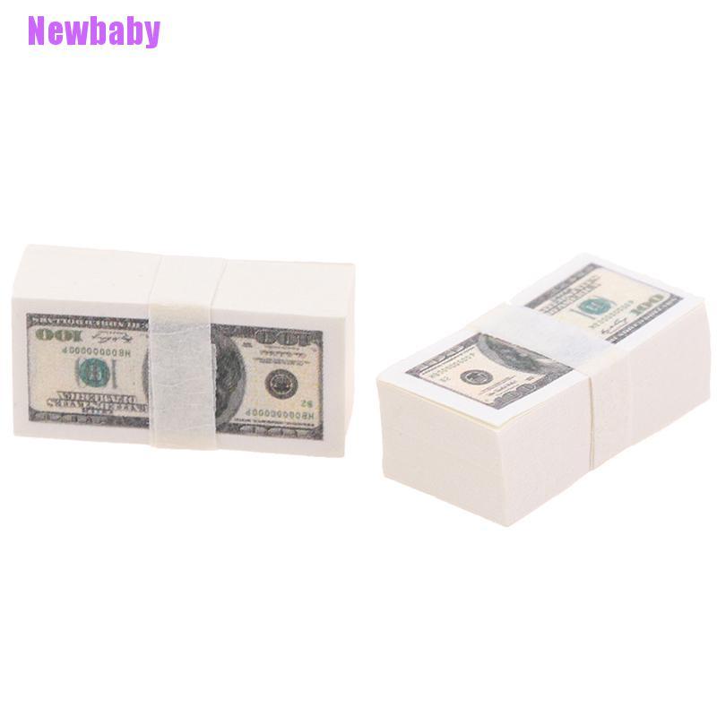 (Newbaby) 100 Lembar / set Miniatur Uang Dollar Us $100 Skala 1: 12 Untuk Aksesoris Rumah Boneka