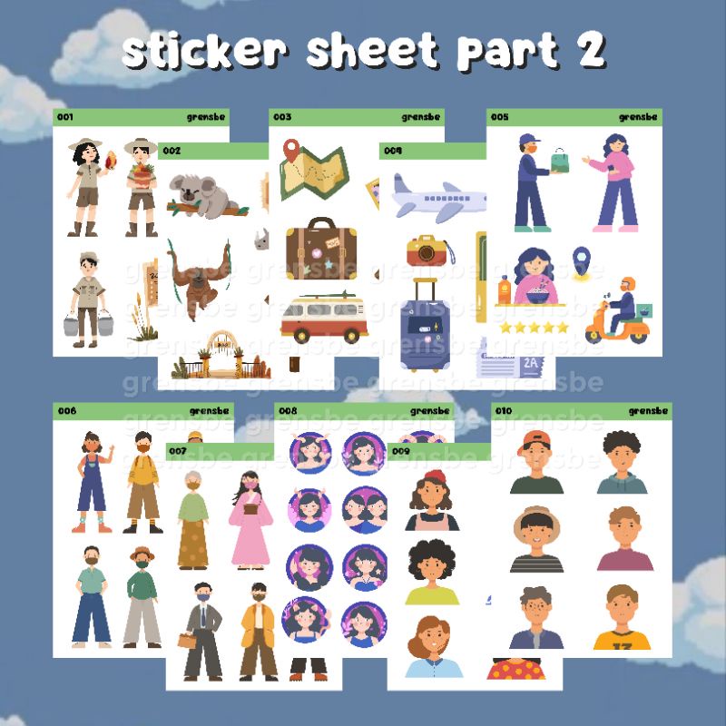 

[part 2] sticker sheet journal aesthetic/ sticker cute no cut a7 by grensbe