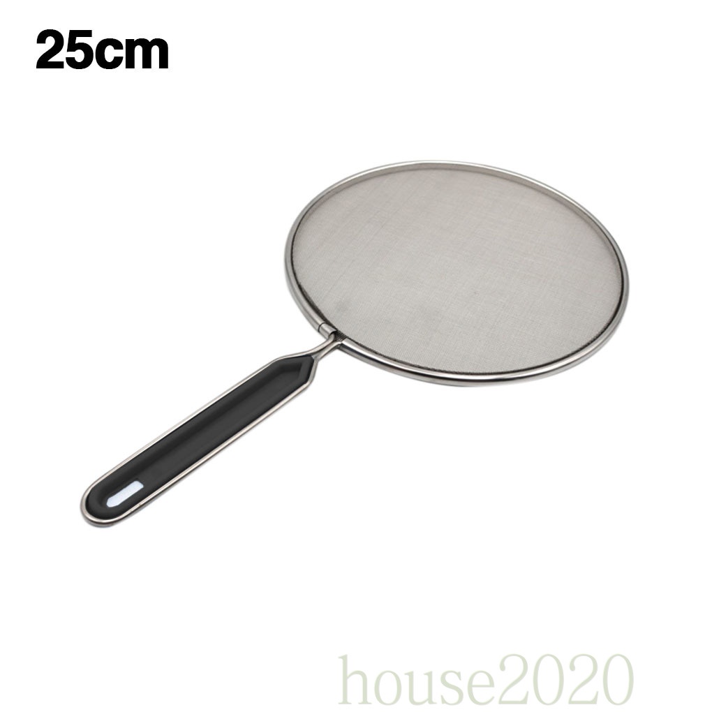 [HOUSE2020]Grease Splatter Screen Guard for Frying Pan Stainless Steel Flat Oil Net Splash Cover Skillet Lid, 25cm