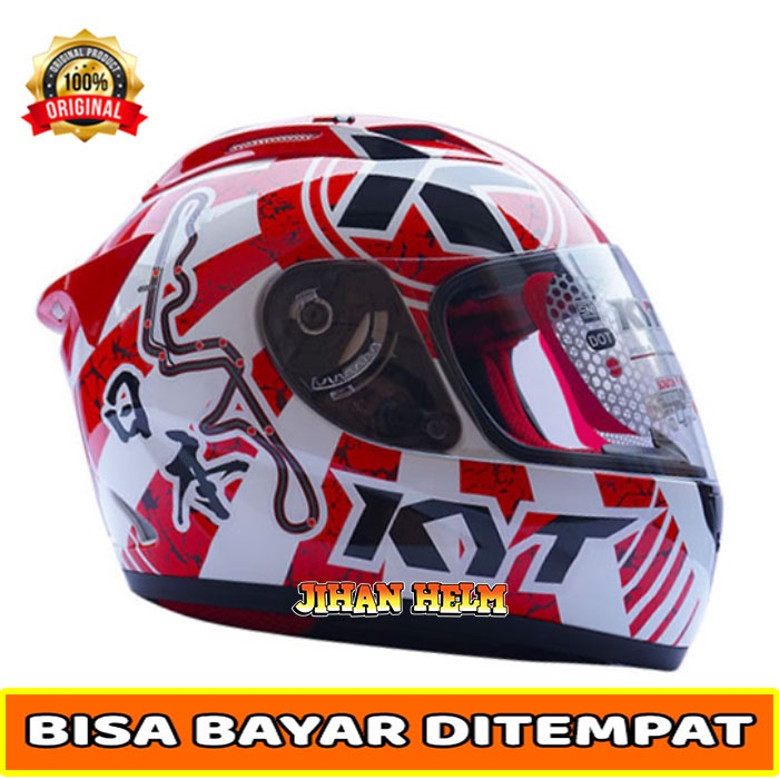 Jual HELM KYT HELM FULL FACE KYT RC7 MOTIF RC SEVEN 17 WHITE RED