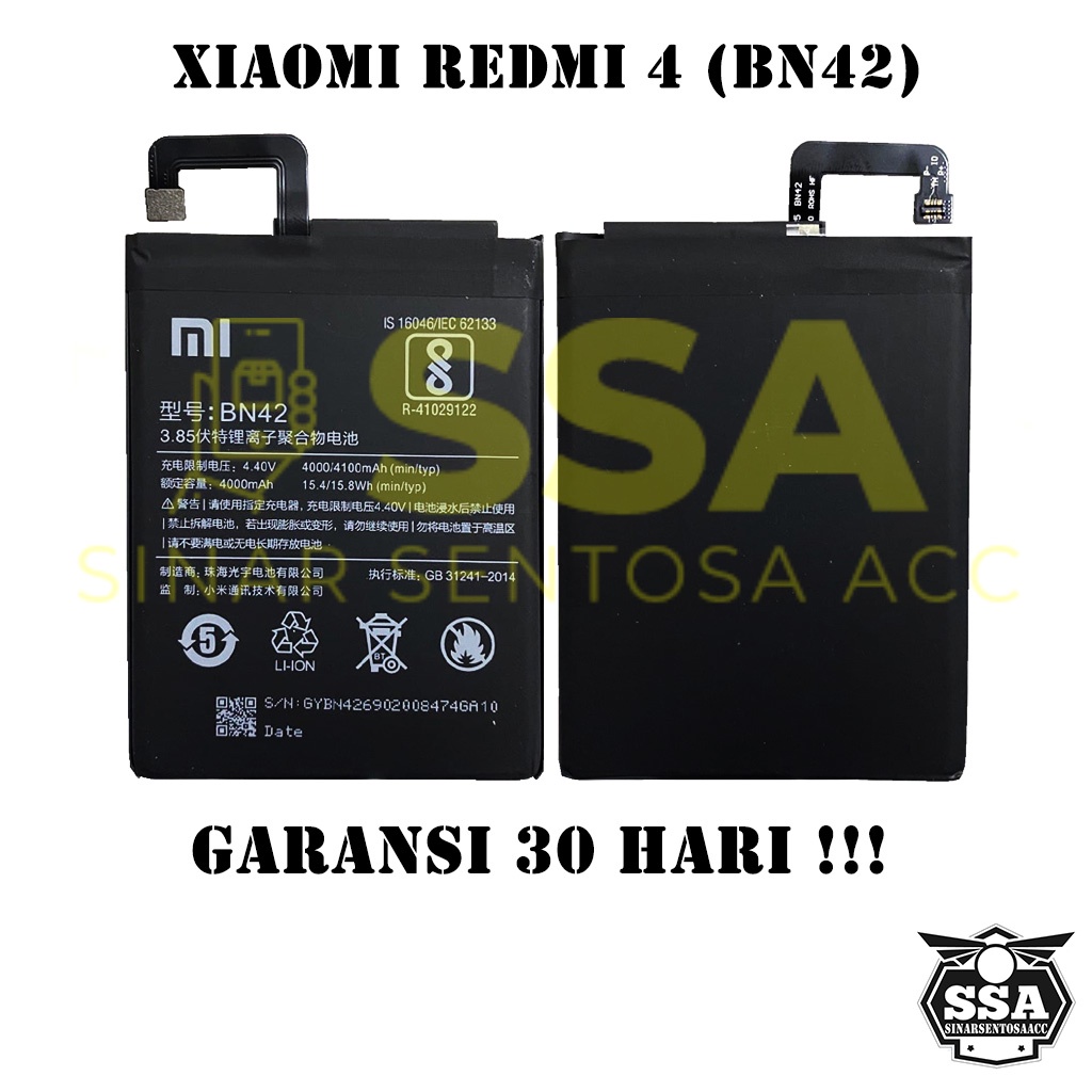 Baterai Xiaomi Redmi 4 BN42 Redmi4 Xiaomi4 Redmi BN 42 Original OEM Batu Batere Batre Battery Batrai Batrei ori hp Xiao Mi Garansi