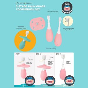 MARCUS&amp;MARCUS 3-STAGE PALM GRASP TOOTHBRUSH SET