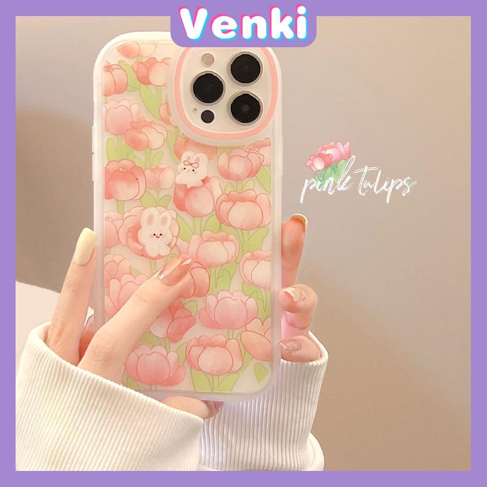 iPhone Case Silicone Soft Case Clear Case TPU Airbag Shockproof Full Coverage Protection Camera Pink Flower Rabbit For iPhone 13 Pro Max iPhone 12 Pro Max iPhone 11 iPhone 7 Plus