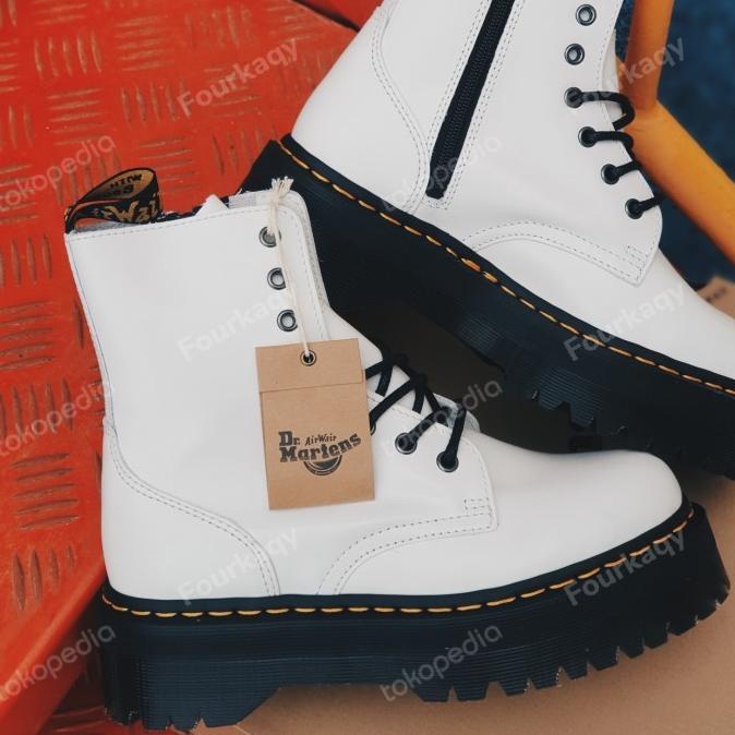 white chunky platform boots