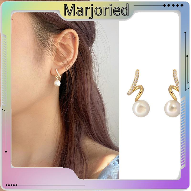 Anting 925 Perak Jarum Ikan Korea Ekor Mutiara 2021 Baru Trendi Elegan Fashion Stud Earrings-MJD