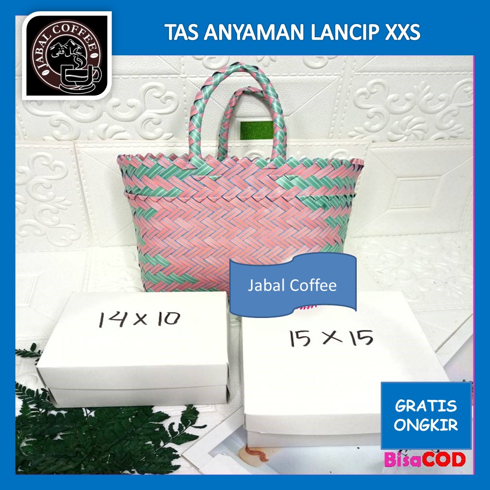 Tas Anyaman Plastik Kotak Murah / Tas Anyaman Plastik XXS Ukuran 20 x 10 x 20 Cm Motif Lancip / Tas Belanja Anting