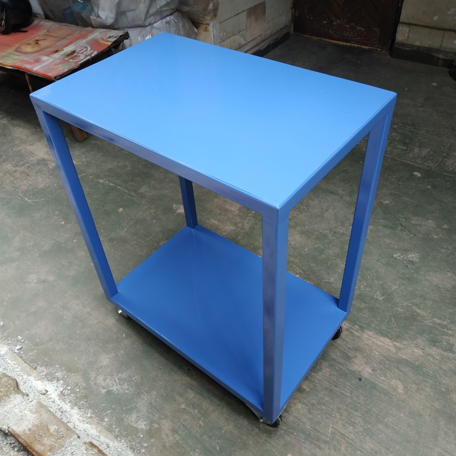 Meja Besi Aquarium Roda Stoper