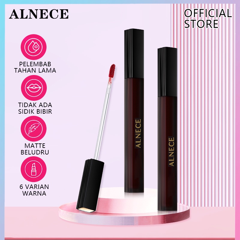 【COD】ALNECE 6 Warna Matte  Lipstik Cream Velvet-Mist Matte Lip Clay  Kosmetik Bibir