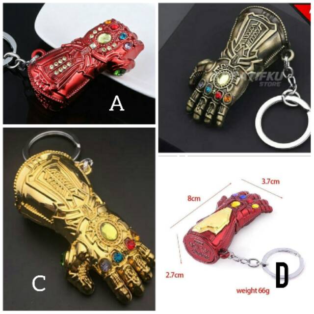 Gantungan kunci diecast ironman thanos gauntlet avengers