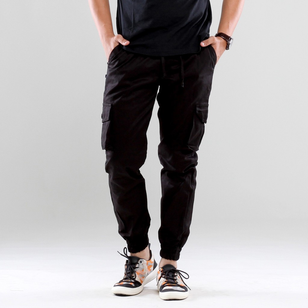 Celana Panjang Pria Utility Jogger Cargo Tactical Joger Pants Kargo Big Size Jumbo Size (Black)
