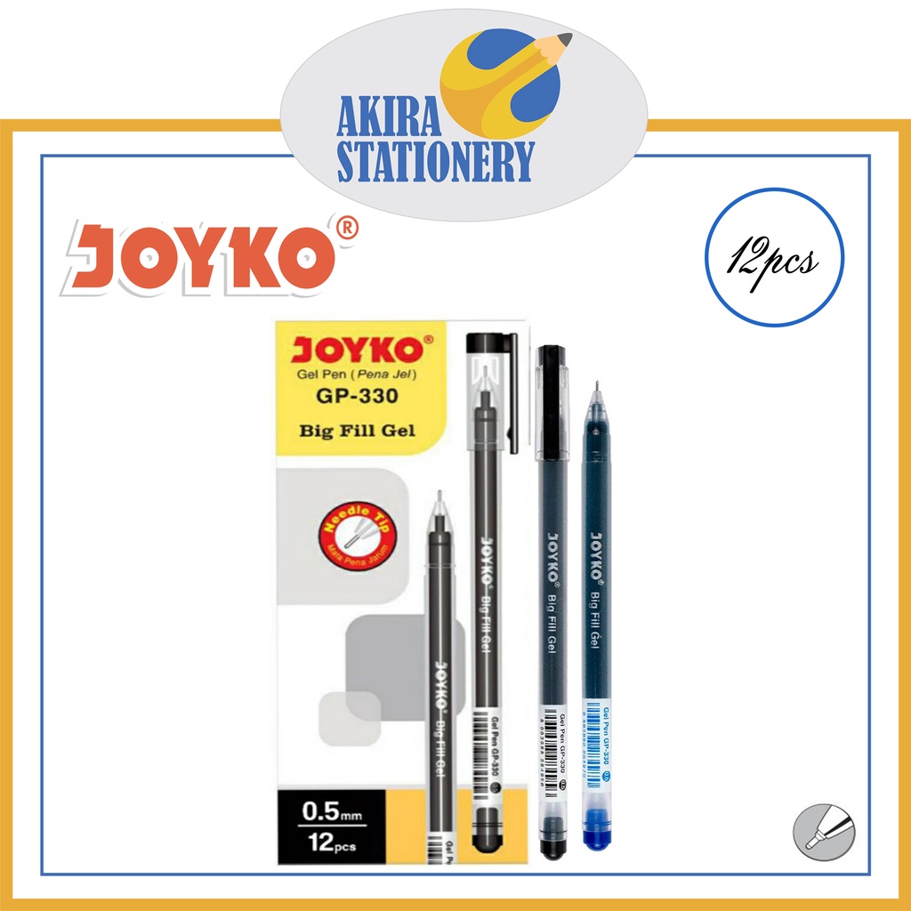 

Pulpen JOYKO GP 330 Big Fill Gel Warna Hitam 0.7 mm / Pen Gel Cabut BigFill GP-330 Black 07mm / BallPoint Cair / Ballpen PAK ( 12 PCS )