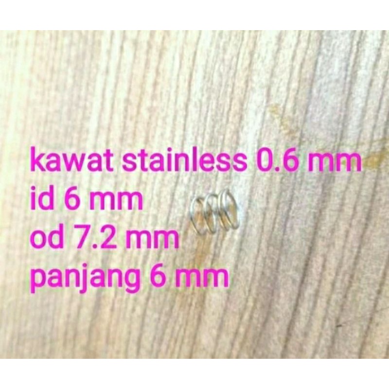 per tekan stainless 0.6 mm id 6 mm od 7.2 mm panjang 6 mm