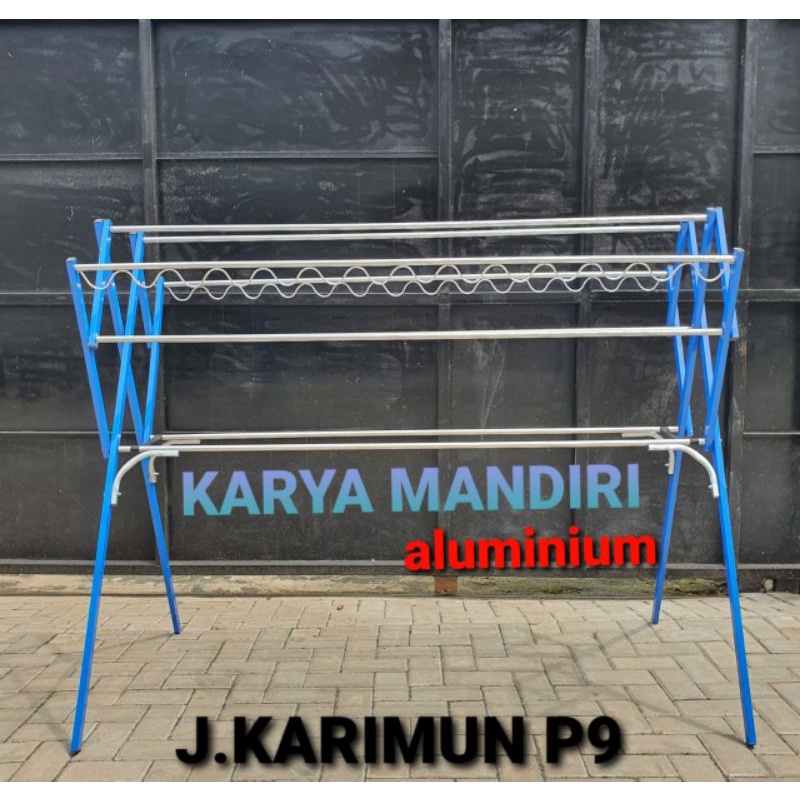 TURBO - Jemuran Baju Super Jumbo / Pakaian / Lipat / Aluminium Warna /180 CM / 1,8 Meter / Biru