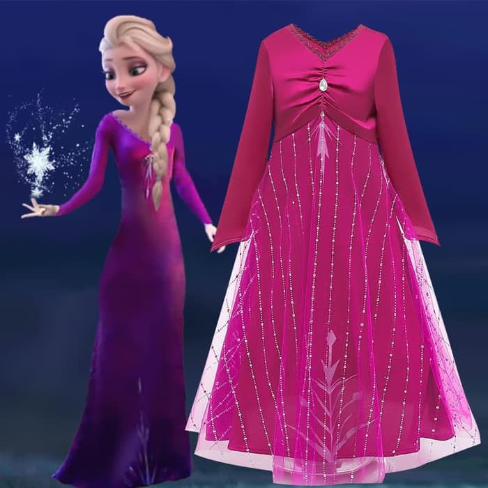 Frozen 2 costume kostum anak princess elsa dress fucshia frozen 2