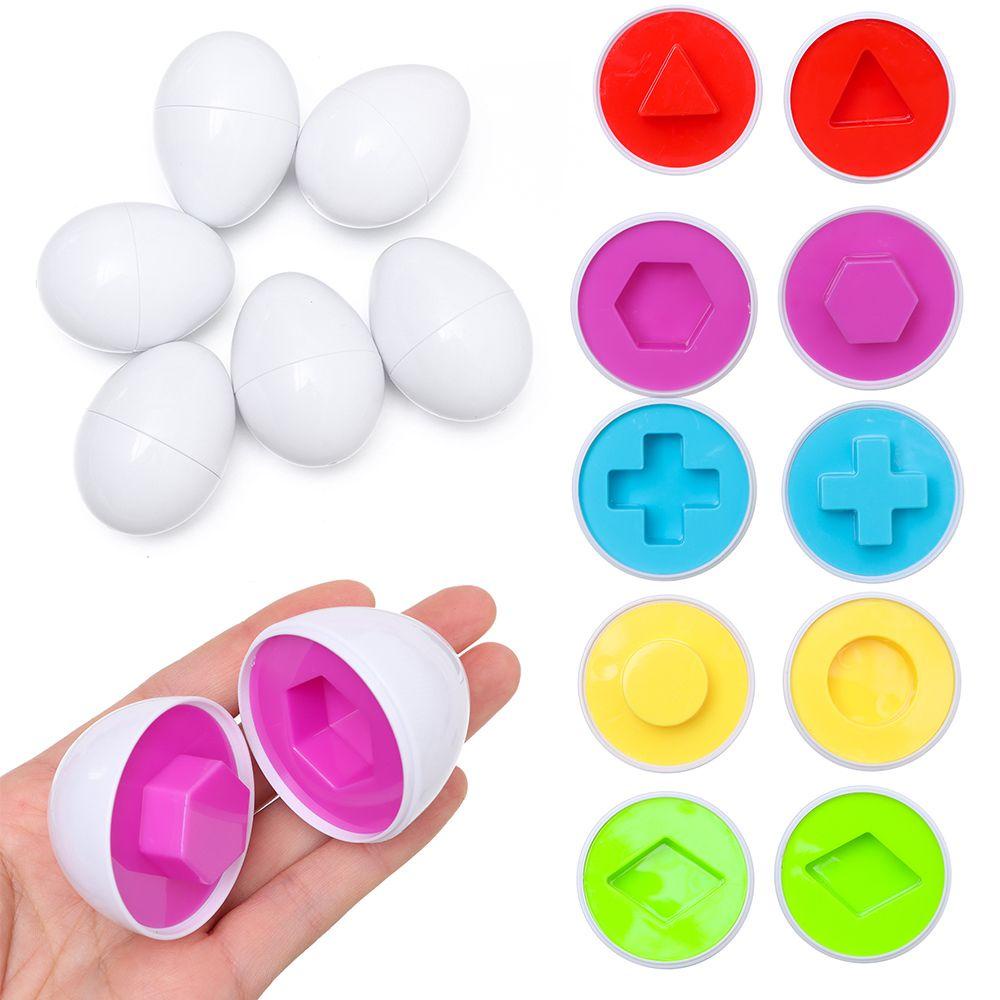 R-flower 12PCS / Set Mainan Edukasi Puzzle Telur 3D Motif Bunga / Sayur Untuk Bayi Belajar Sejak Dini
