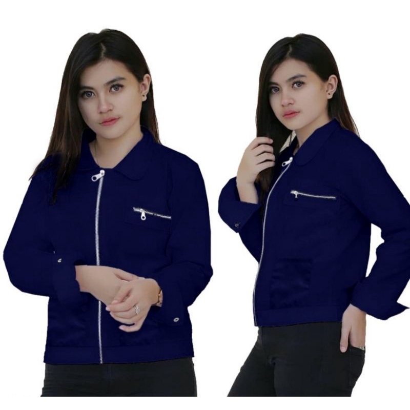 Jaket polan Zipper-jaket wanita masakini gaya korean.variasi Zipper nyaman dipakai