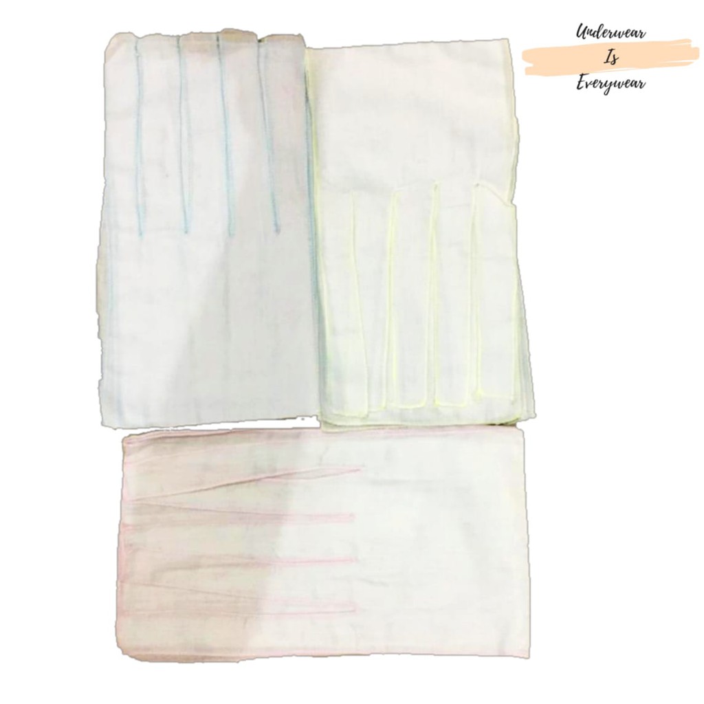 6 Pcs Gurita Bayi Model Tali Ikat - Gurita Perut Bayi Ikat - Warna Putih List Warna Warni