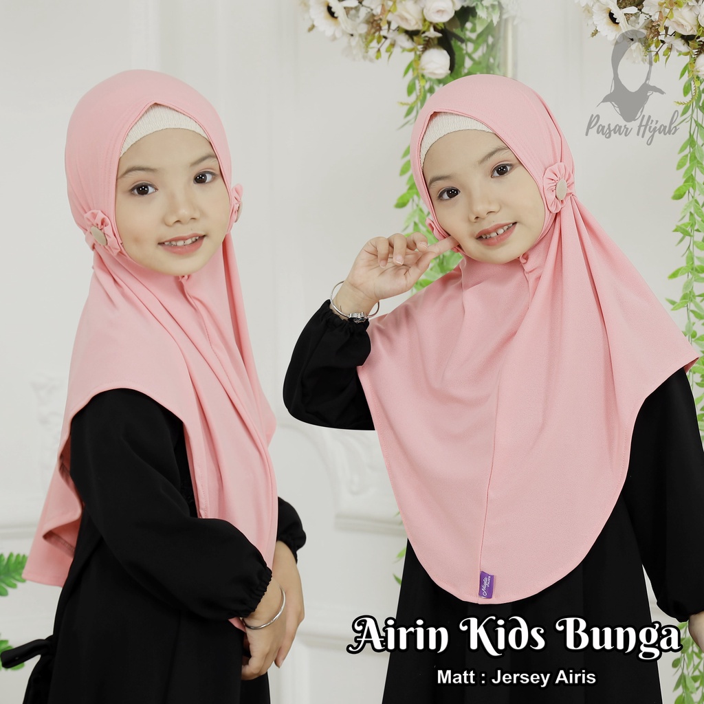 Kerudung Instan Anak Airin Kids Bunga Hijab Instan Tali Jersey Airis Jilbab Instan Anak Pasar Hijab